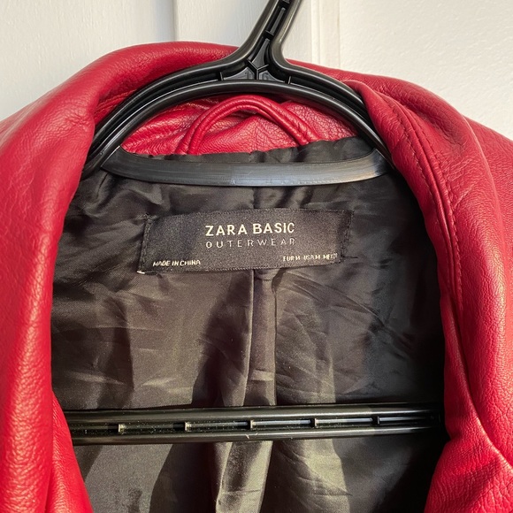Zara Red Leather Jacket - Picture 3 of 6